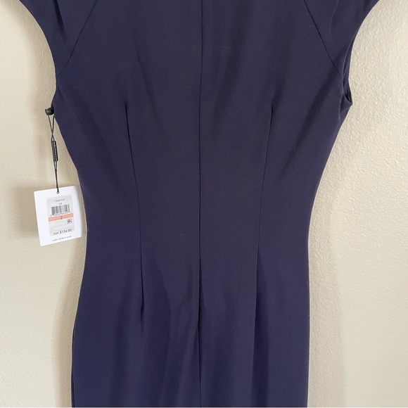 Calvin Klein Sheath Dress Gathered Side Detail Navy Size 2 NWT - Picture 4 of 11